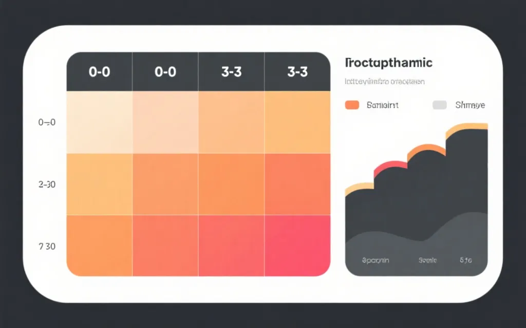 比分概率热力图示例，显示0-0到3-3的概率分布